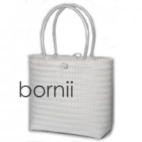 "bornii" classy handmade, hand-woven shopping bag (White)